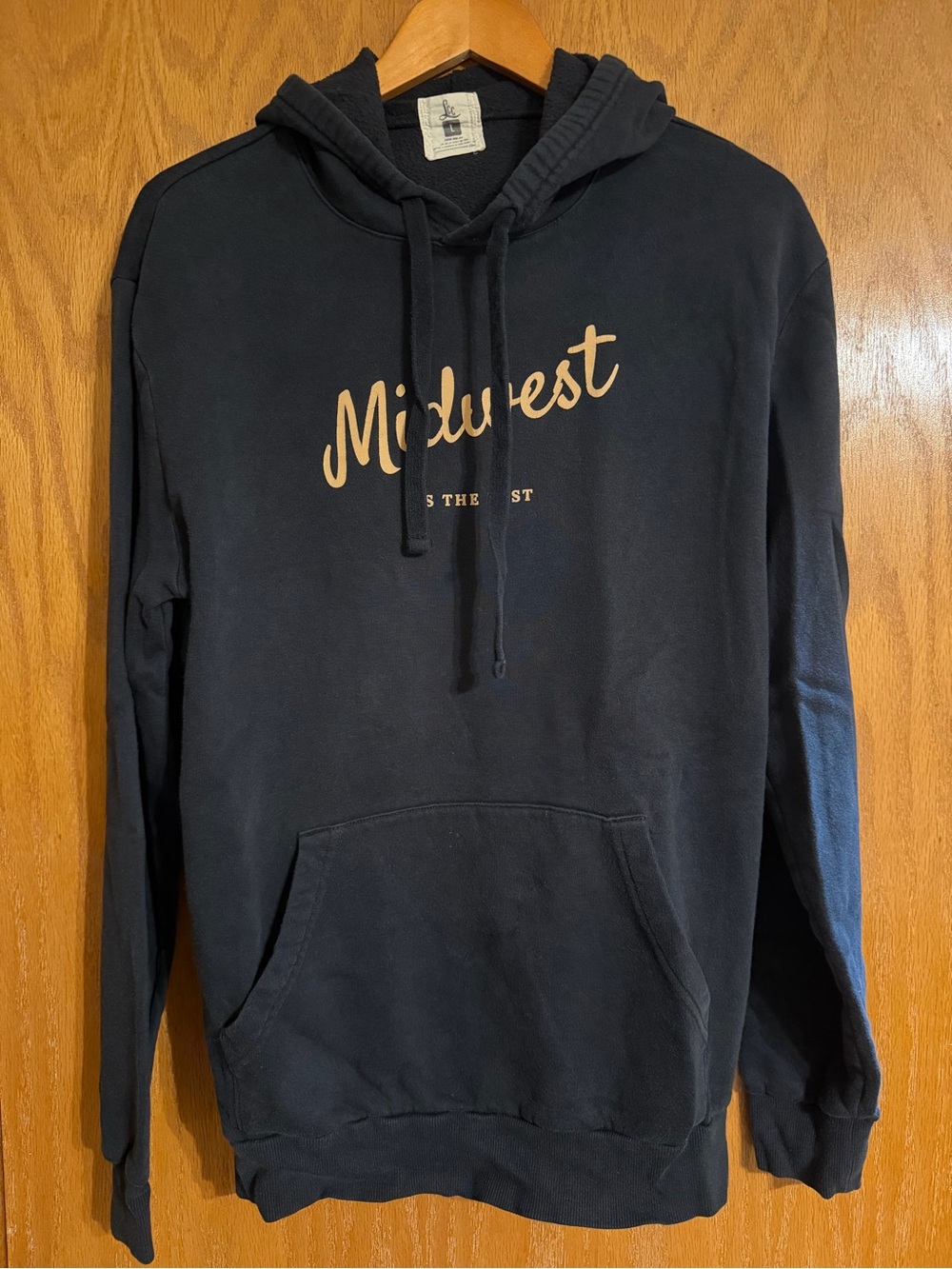 Midwest Script Pullover Hoodie - Black with Tan Logo